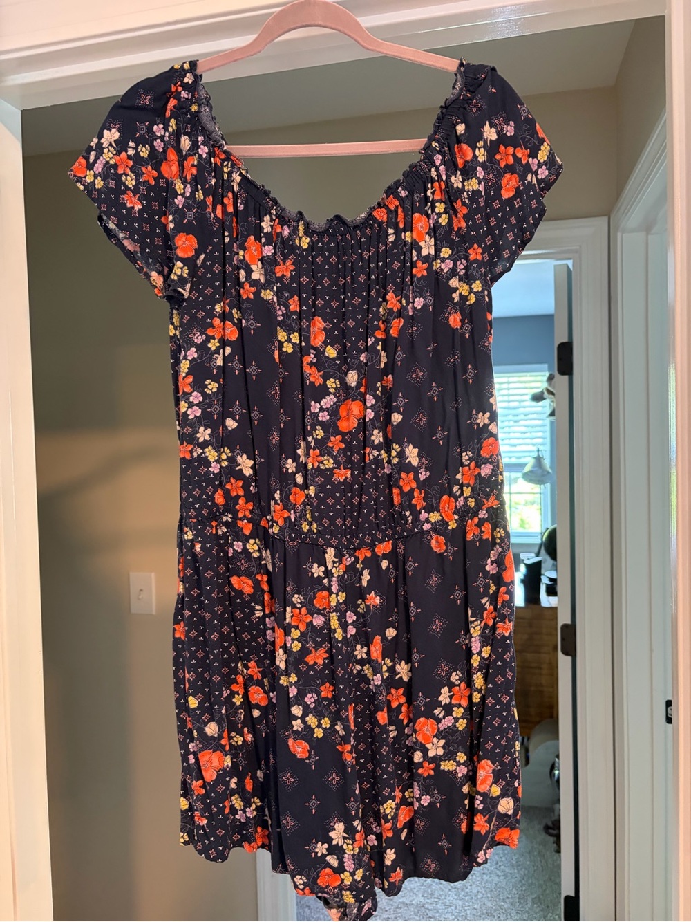 Navy Floral Off-Shoulder Romper